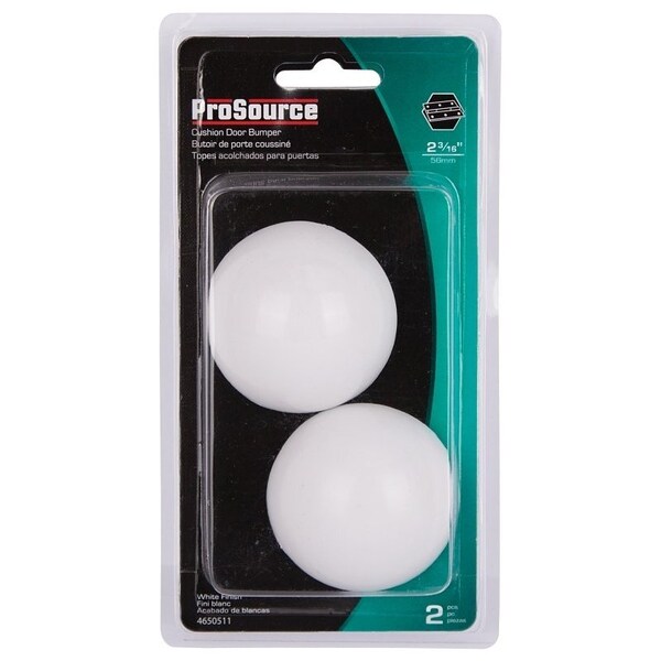 Prosource Door Stop, 2-3/16 in Dia Base, 2-3/16 in Dia x 1 in H Projection, Vinyl, White - FE-S715-PS