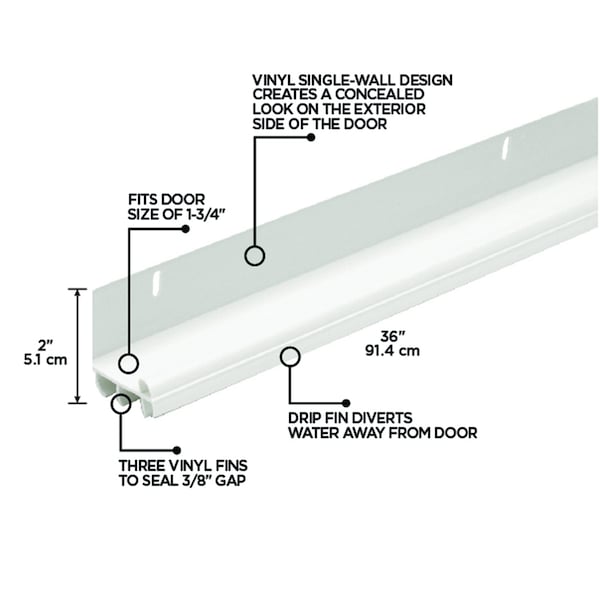 M-D Building Products 36 in. White Vinyl L-Shape Screw-on Under Door Seal - 43816