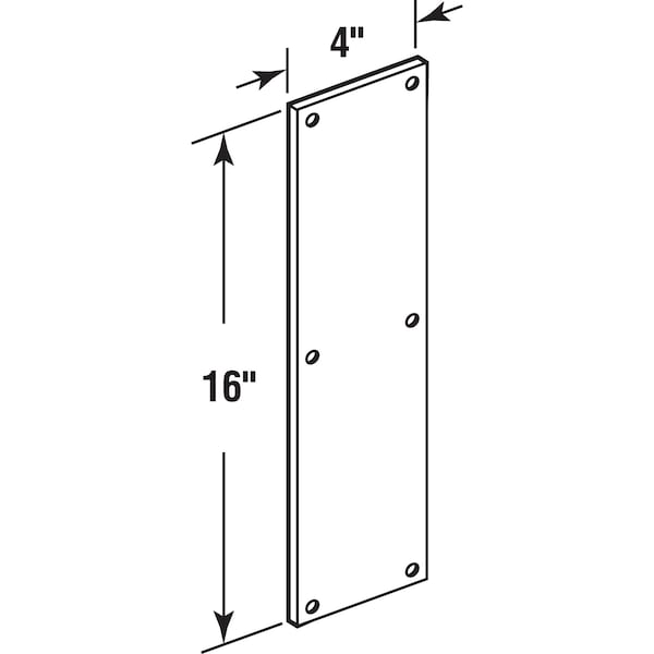 Prime-Line Door Push Plate, 4 in. X 16 in., Satin Aluminum (Single Pack) - J 4581