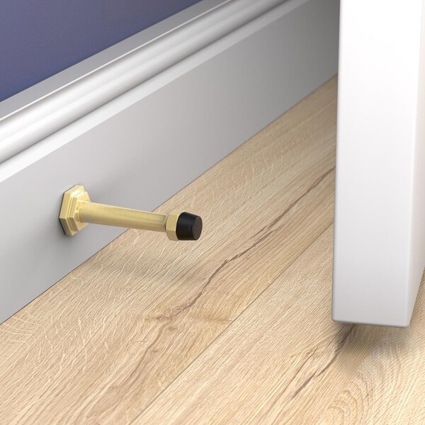 National Hardware National Hardware Powell 5/8 in. W X 3-19/32 in. L Zinc Brushed Gold Gold Door Stop Mounts to door a - N830-532