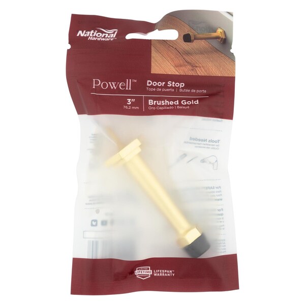 National Hardware National Hardware Powell 5/8 in. W X 3-19/32 in. L Zinc Brushed Gold Gold Door Stop Mounts to door a - N830-532