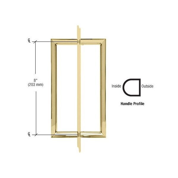 Cr Laurence 8 in. Unlacquered Brass RM Series Flat Outside Surface/Round Tubing Inside Back-to-Back Pull Handle - RM8X8ULBR