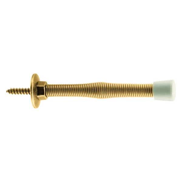 Primeline Tools Rigid Door Stop, Steel Construction, Bright Brass, Rubber Tip, Baseboard Mount (10 Pack) - MP9000
