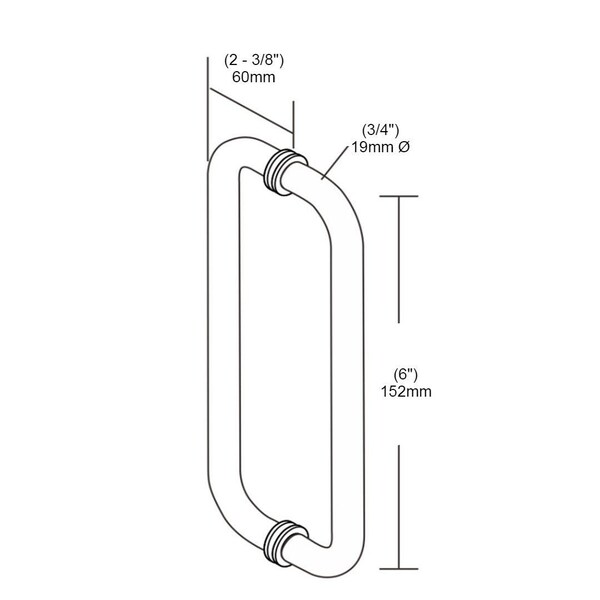 Richelieu 6inch 152 mm Center to Center Tubular BacktoBack Pull for Glass Shower Door, Chrome - SDTRDB07506140