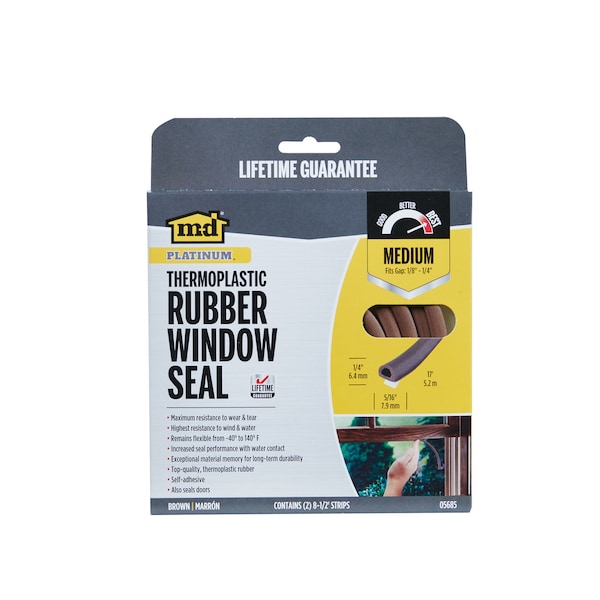M-D Building Products 1/4 in. x 5/16 in. x 17 ft. Brown Premium Thermoplastic Rubber PLATINUM Window Seal for Medium Gaps - 05685