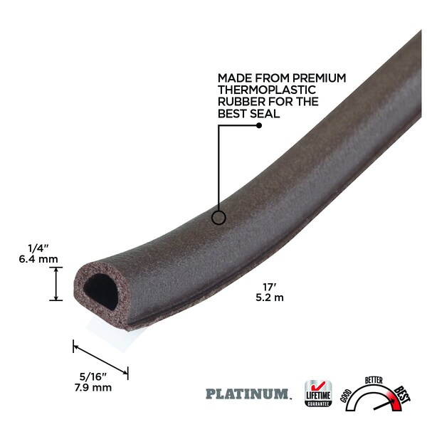 M-D Building Products 1/4 in. x 5/16 in. x 17 ft. Brown Premium Thermoplastic Rubber PLATINUM Window Seal for Medium Gaps - 05685