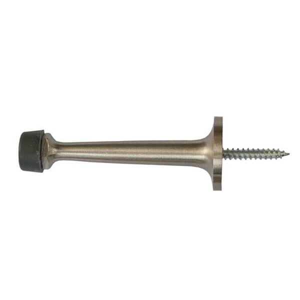 Orca Hardware Heavy Duty Rigid Door Stop With Gray Tip, Brass, 3-1/4 Length, US15 Satin Nickel Finish - TH-30HD-15