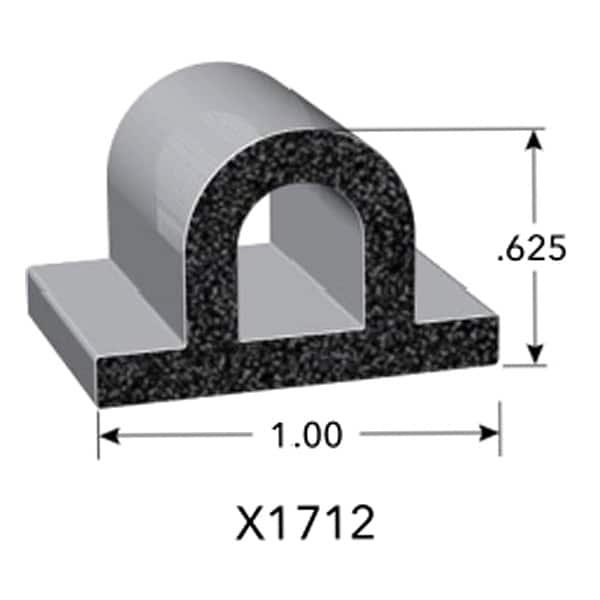 Trim-Lok Seal, EPDM Rubber, Black, 25 ft L - X1712BT-25