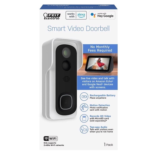 Cool Kitchen Metal & Plastic Wireless Smart Video Doorbell White - CO3306608