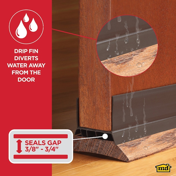 M-D Building Products 36 in. Brown Vinyl CINCH U-Shape Slide-On Under Door Seal - 43337