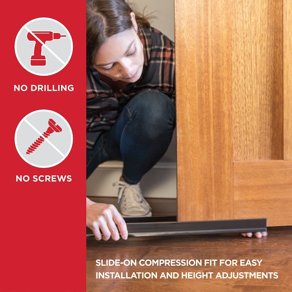 M-D Building Products 36 in. Brown Vinyl CINCH U-Shape Slide-On Under Door Seal - 43337