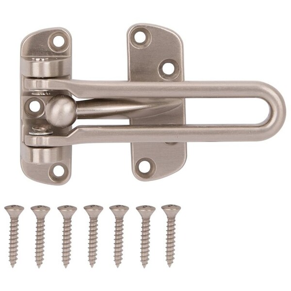 Prosource Security Door Guard, 4-1/8 in L, 2-1/2 in W, Zinc Die-Cast, Satin Chrome - 20546SCB-PS