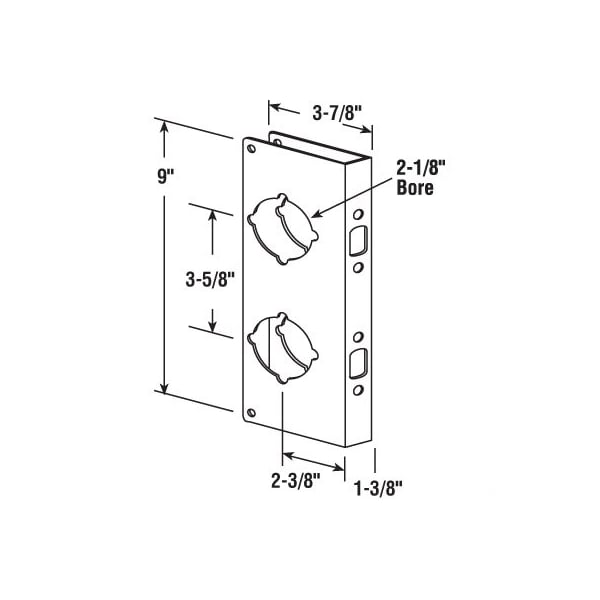 Prime-Line Brass Lock and Door Reinforcement Plate for 1-3/8 In. Thick Doors, Brass Finish (Single Pack) - U 9559