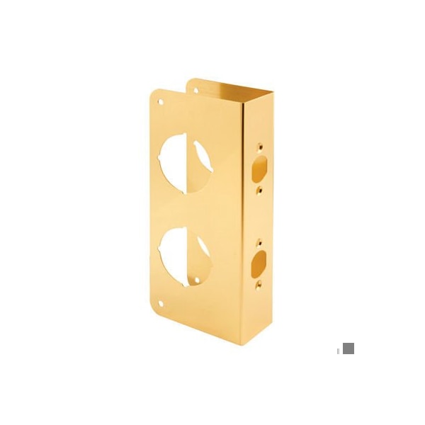 Prime-Line Brass Lock and Door Reinforcement Plate for 1-3/8 In. Thick Doors, Brass Finish (Single Pack) - U 9559