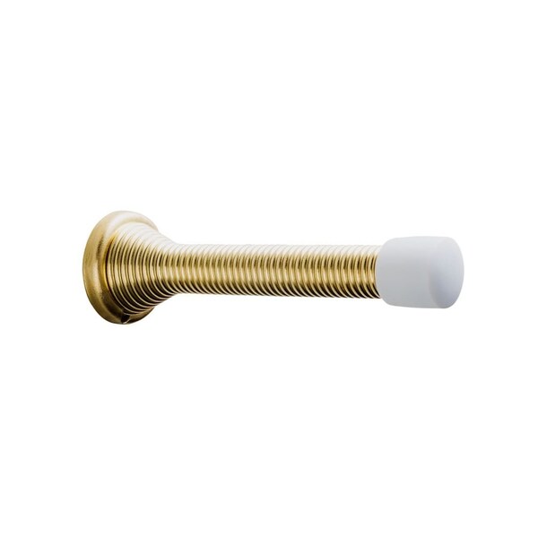 Pamex 3-1/8in Heavy Duty Spring Door Stop Bright Brass Finish - DD0231PB
