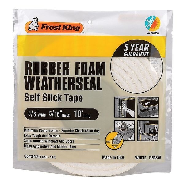 Frost King Spnge Rubber Foam Tape, 3/8Inx10 ft, 8 mil - R538WH
