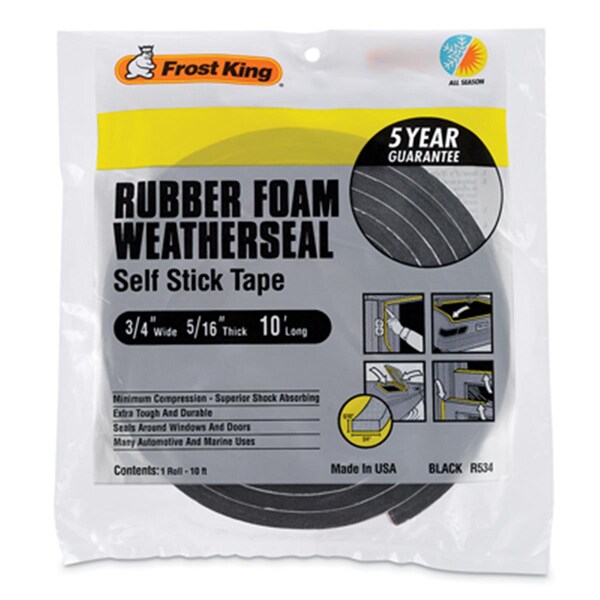 Thermwell Products Sponge Rubber Weather-Strip Tape- Black - 193995