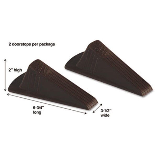 Master Caster Co Giant Foot Doorstop No-Slip Rubber Wedge 3.5w x 6.75d x 2h Brown, 2PK - 969