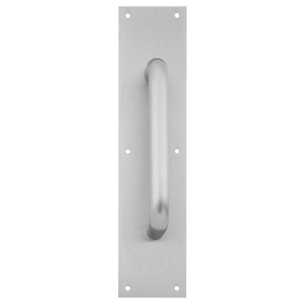 Ives Pull Plate, 8-in CTC, 1-in Diameter, 1-1/2-in Clearance, 4-in x 16-in, Satin Stainless Steel - 8303-8 US32D 4X16