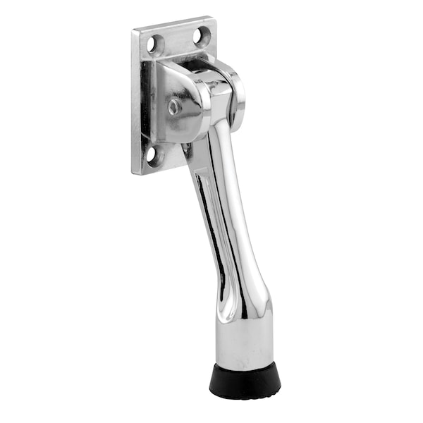 Prime-Line Door Holder, 4 in. Reach, Heavy Duty Diecast, Chrome Plated, Black Rubber Foot (Single Pack) - 658-1008
