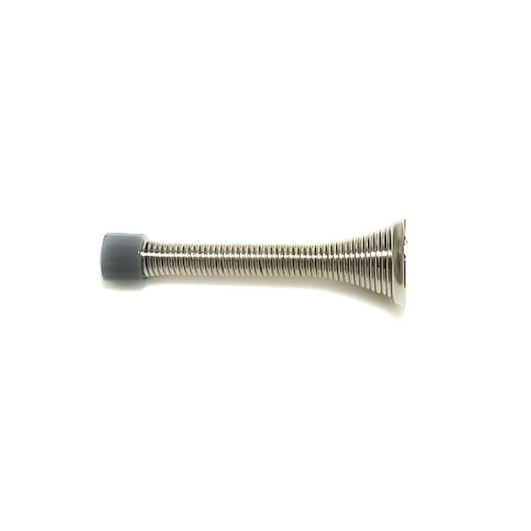 Orca Hardware 3-1/8 Spring Door Stop With Grey Tip, US15 Satin Nickel Finish - TH-3118-15