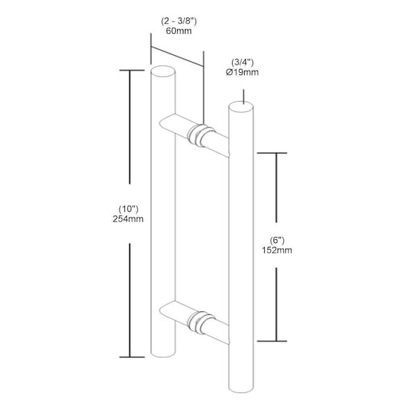 Richelieu 6inch 152 mm Center to Center Round BacktoBack Pull for Glass Door, Polished Stainless Steel - 87H2R196171