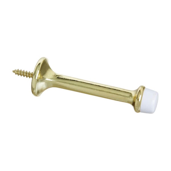 National Mfg Sales 3 in. Die Cast Rubber Tip Rigid Door Stop, Brass - 5708391