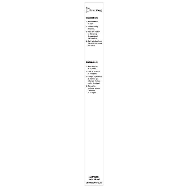 Frost King Door Sweep, 36 in L, 2 in W, Aluminum Flange, Vinyl Insert - A62/36SN