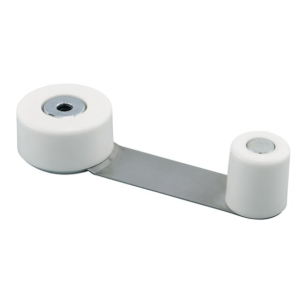 Prime-Line Door Stop w/ Door Retainer on Pivoting Arm, White, w/Adhesive Back, For 1-3/4 in. Thick Door - U 101112