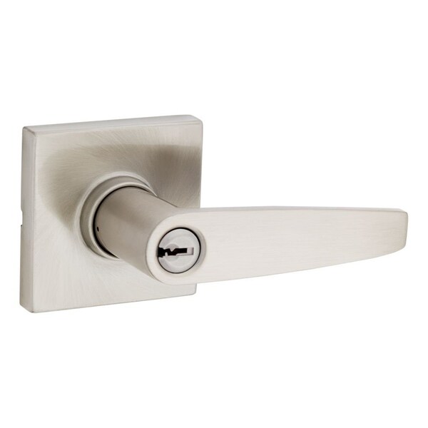 Safelock Winston Lever Square Rose Push Button Entry Lock with RCAL Latch and RCS Strike Satin Nickel Finish - SL6000WISQT-15