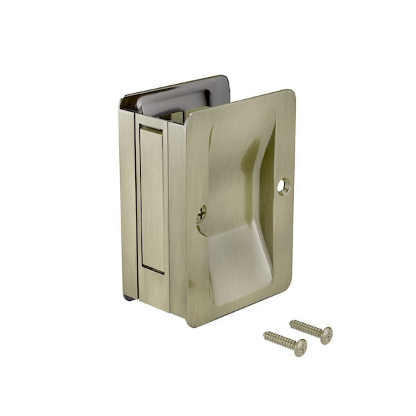 Richelieu 3 14inch 82 mm x 2 14inch 58 mm Rectangular Pocket Door Passage Pull, Antique Brass - 1700ABPSBC