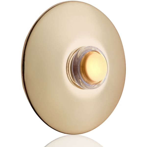 Newhouse Hardware 2-1/2" Round Polished Brass Lighted Bronze Door Chime Button - BR5WL