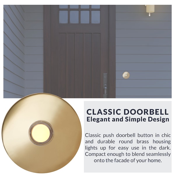 Newhouse Hardware 2-1/2" Round Polished Brass Lighted Bronze Door Chime Button - BR5WL