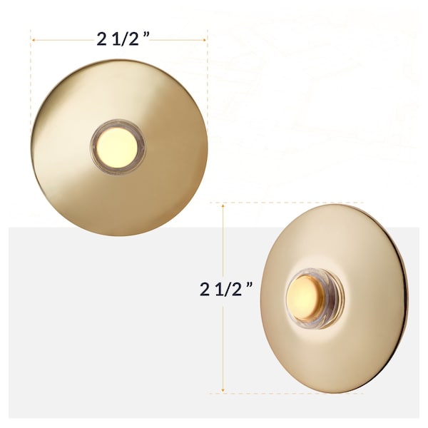 Newhouse Hardware 2-1/2" Round Polished Brass Lighted Bronze Door Chime Button - BR5WL
