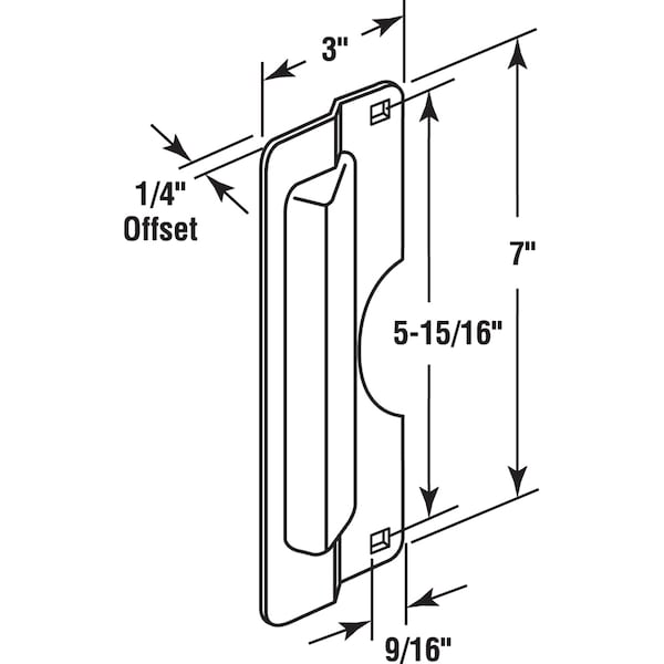 Prime-Line 3 in. x 7 in., Steel Painted Gray Door Latch Shield - U 9500