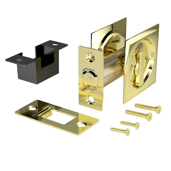 Richelieu 2 716inch 62 mm Square Pocket Door Privacy Pull, Bright Brass - 17SBB42