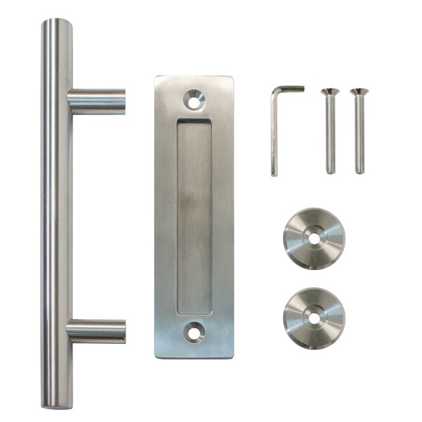 Quiet Glide Satin Nickel Ladder Handle and Recessed Door Pull Hardware Set - NT.1499.02.02