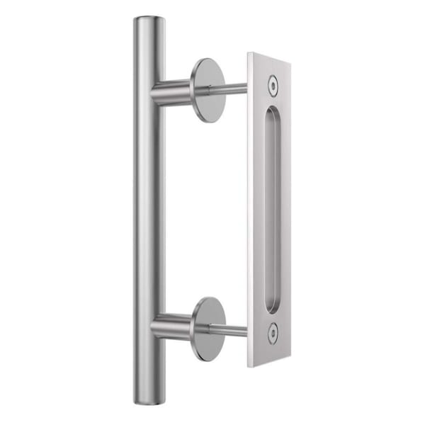 Quiet Glide Satin Nickel Ladder Handle and Recessed Door Pull Hardware Set - NT.1499.02.02