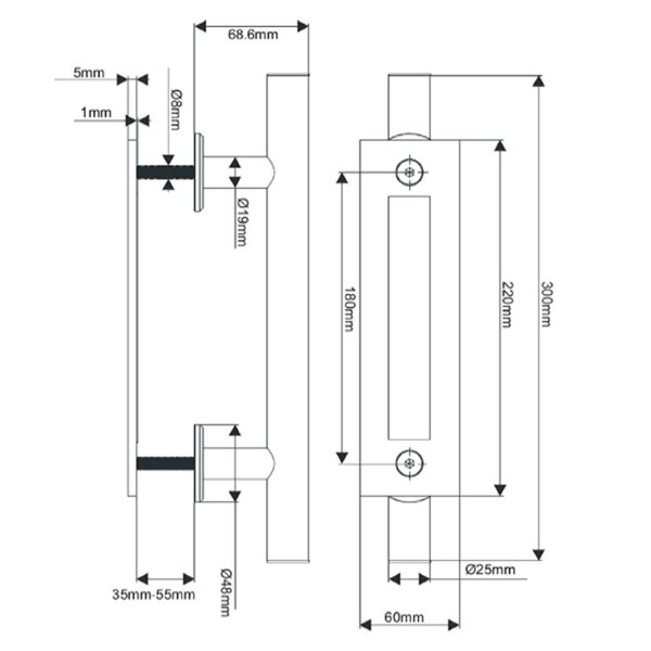 Quiet Glide Satin Nickel Ladder Handle and Recessed Door Pull Hardware Set - NT.1499.02.02