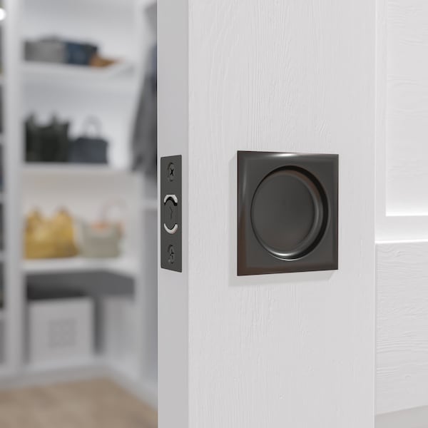 Richelieu 2 716inch 62 mm Square Pocket Door Passage Pull, OilRubbed Bronze - 17SORB10