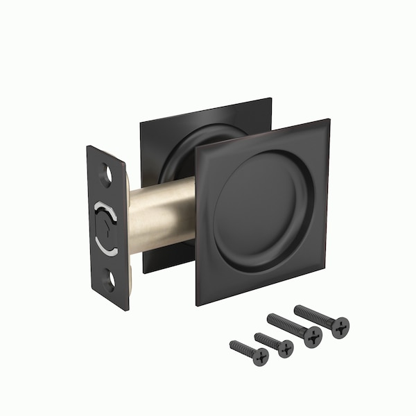 Richelieu 2 716inch 62 mm Square Pocket Door Passage Pull, OilRubbed Bronze - 17SORB10