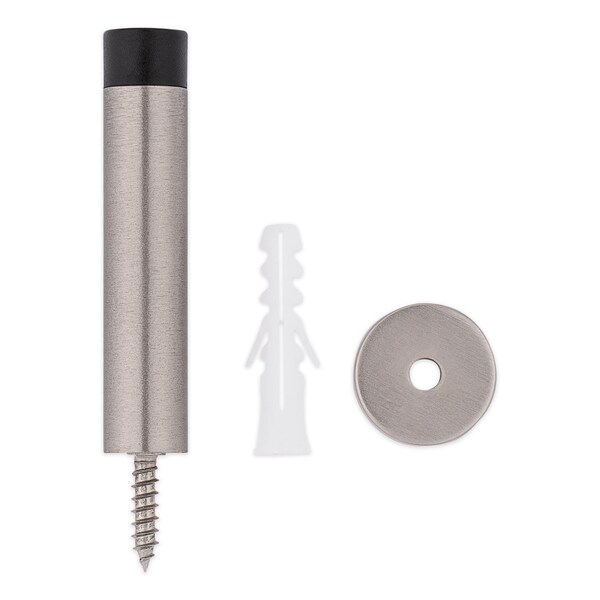 National Hardware National Hardware Cooper 3 in. L Aluminum Satin Nickel Silver Door Stop Mounts to door and wall 1 in - N830-522