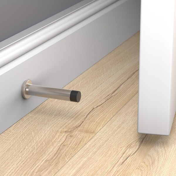 National Hardware National Hardware Cooper 3 in. L Aluminum Satin Nickel Silver Door Stop Mounts to door and wall 1 in - N830-522