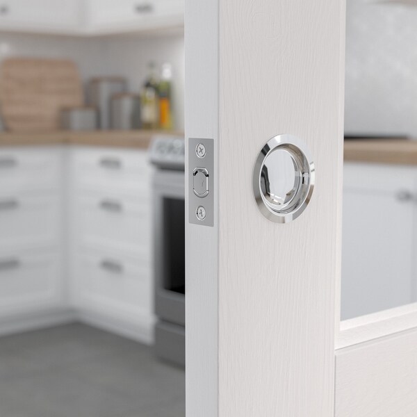Richelieu 2 716inch 62 mm Round Pocket Door Passage Pull, Chrome - 17RC10