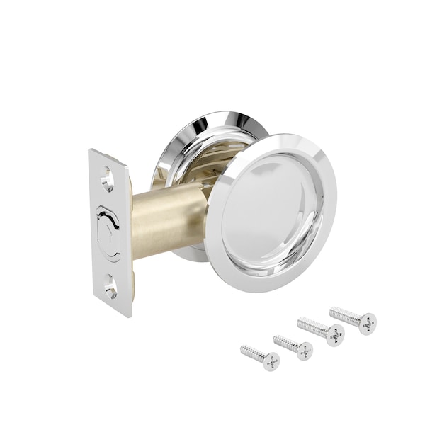 Richelieu 2 716inch 62 mm Round Pocket Door Passage Pull, Chrome - 17RC10