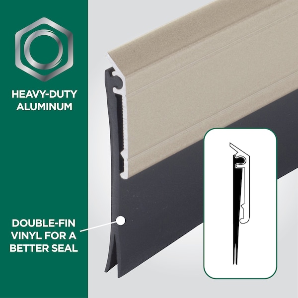 M-D Building Products 36 in. Satin Nickel Aluminum and Vinyl Heavy-duty Screw-on Door Sweep - 48996
