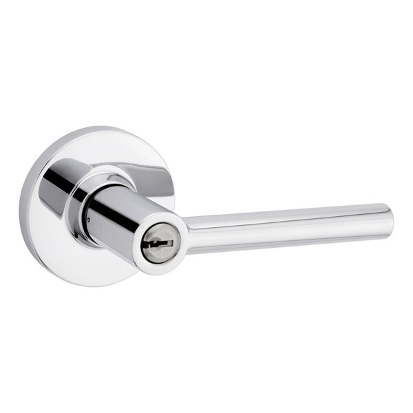 Safelock Reminy Lever Round Rose Push Button Entry Lock with RCAL Latch and RCS Strike Bright Chrome Finish - SL6000RELRDT-26