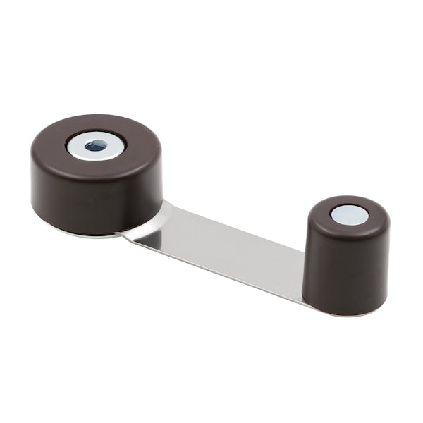 Prime-Line Door Stop w/ Door Retainer on Pivoting Arm, Brown, w/Adhesive Back, For 1-3/4 in. Thick Door - U 101117