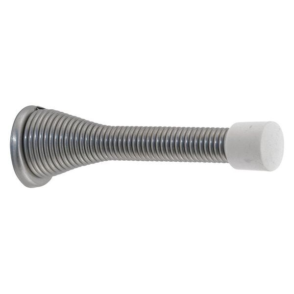 Primeline Tools Door Stop, 3 in. Reach, Spring Steel, Satin Nickel, Heavy Duty (5 Pack) - MP10115
