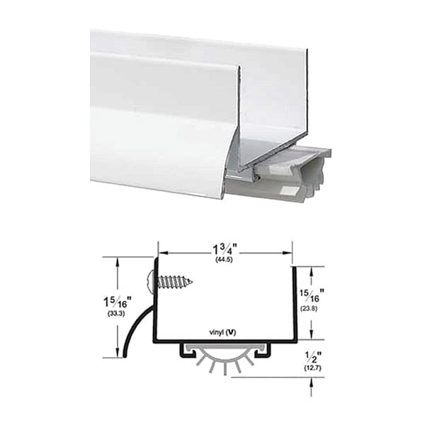 Pemko Door Shoe, Vinyl Insert, 1-3/4" W, 36" L - 216PWV36